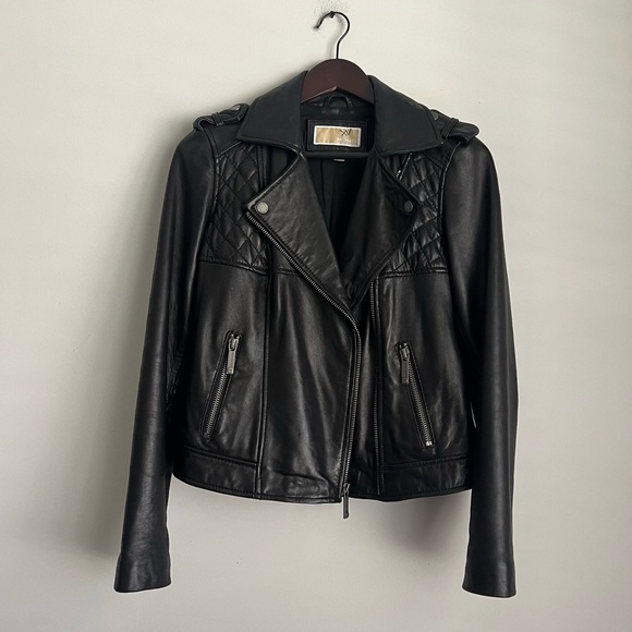 Michael Kors Black Leather Jacket Small - Picture 1 of 4